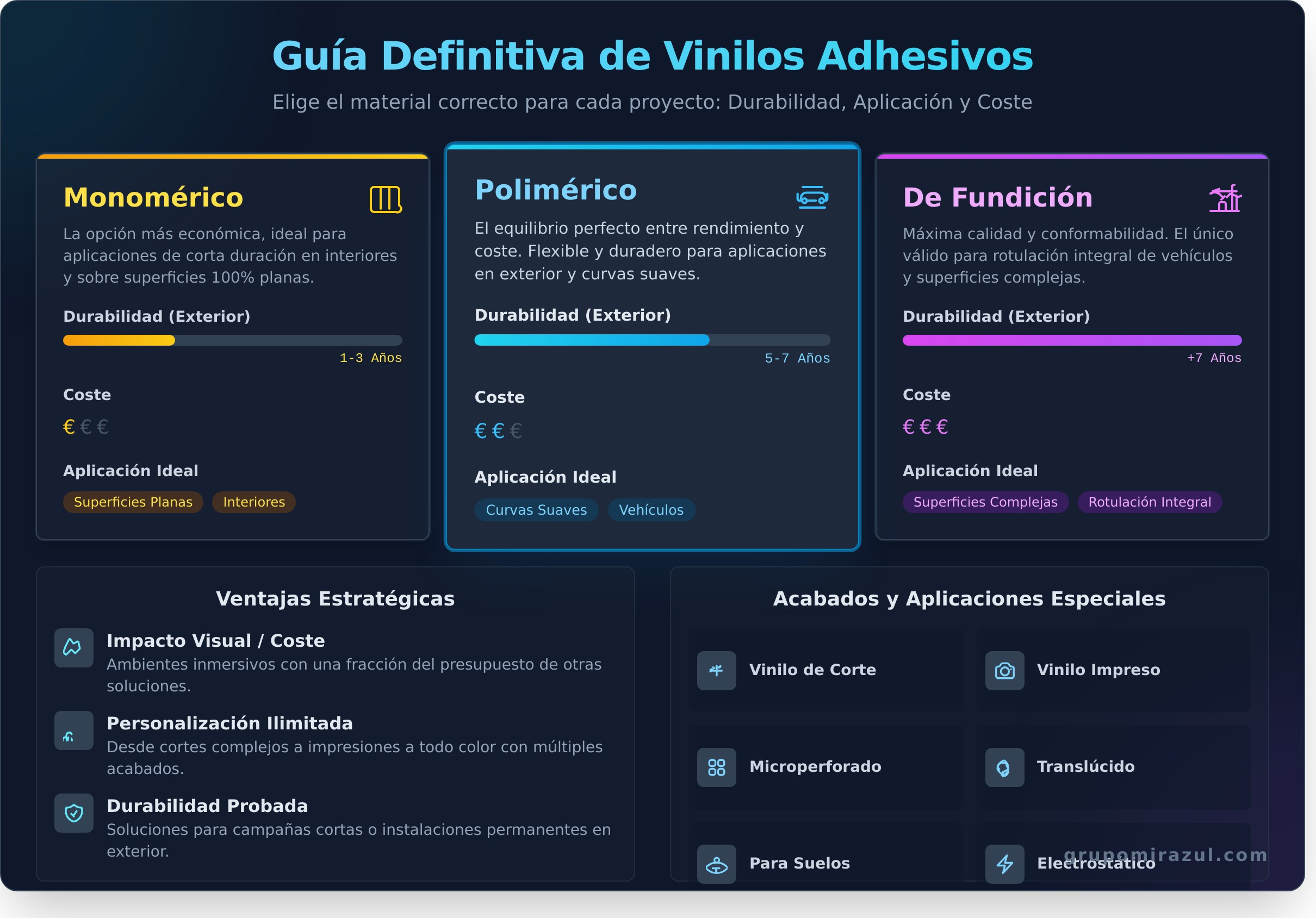 Guía completa de Vinilos: tipos, aplicaciones y una produccion profesional - Infographic